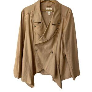 Jessica Simpson Vegan Moto Jacket Size 3X Crystal Pink Reptile Waterfall NWT